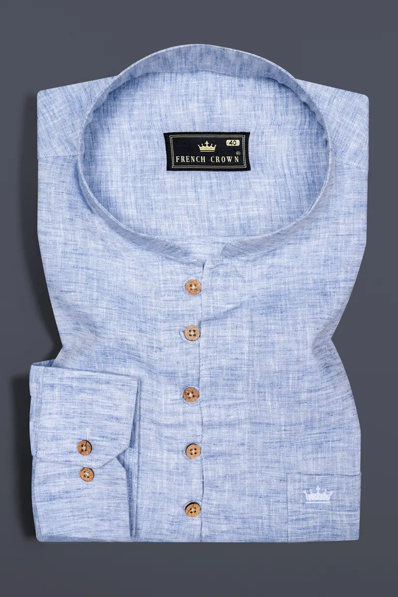 Pigeon Blue Luxurious Linen Kurta Shirt 2