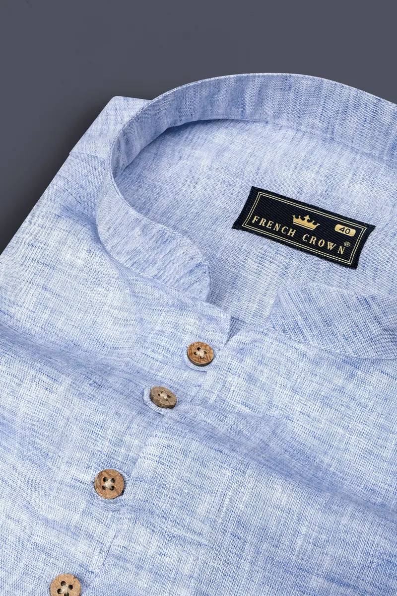 Pigeon Blue Luxurious Linen Kurta Shirt 4