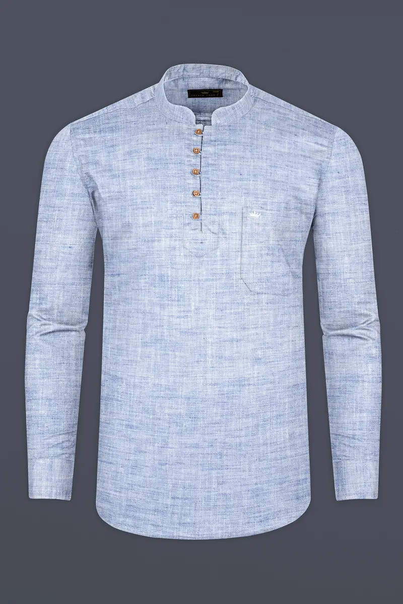 Pigeon Blue Luxurious Linen Kurta Shirt 5
