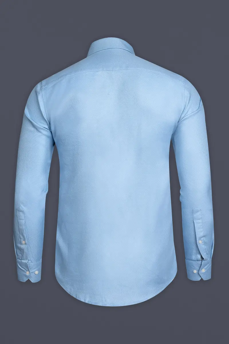 Pigeon Post Blue Dobby Textured Premium Giza Cotton Designer Shirt 5