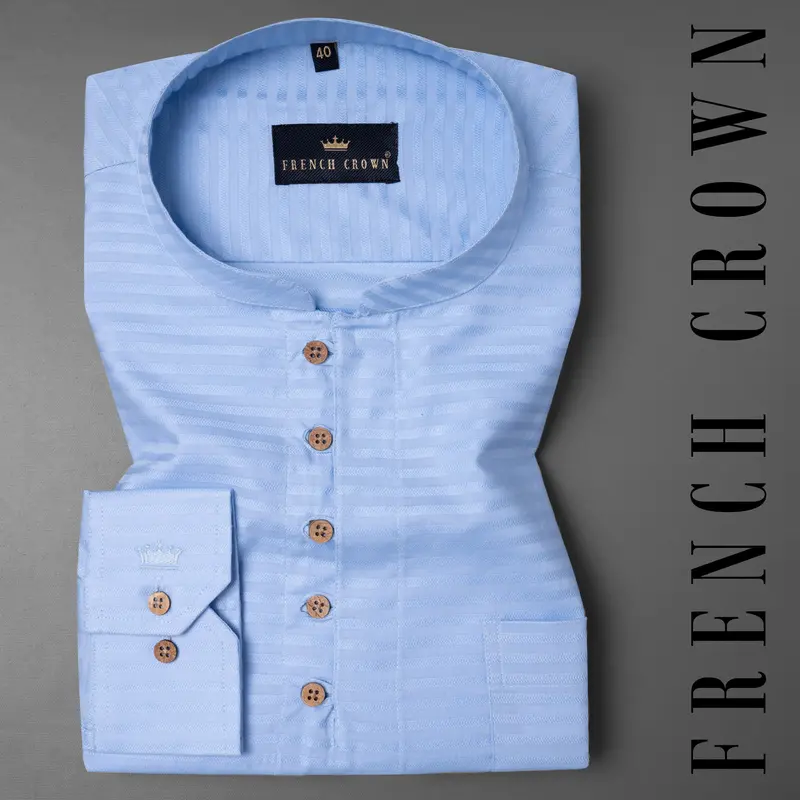 Pigeon Post Subtle Striped Dobby Textured Giza Cotton Kurta Shirt 1