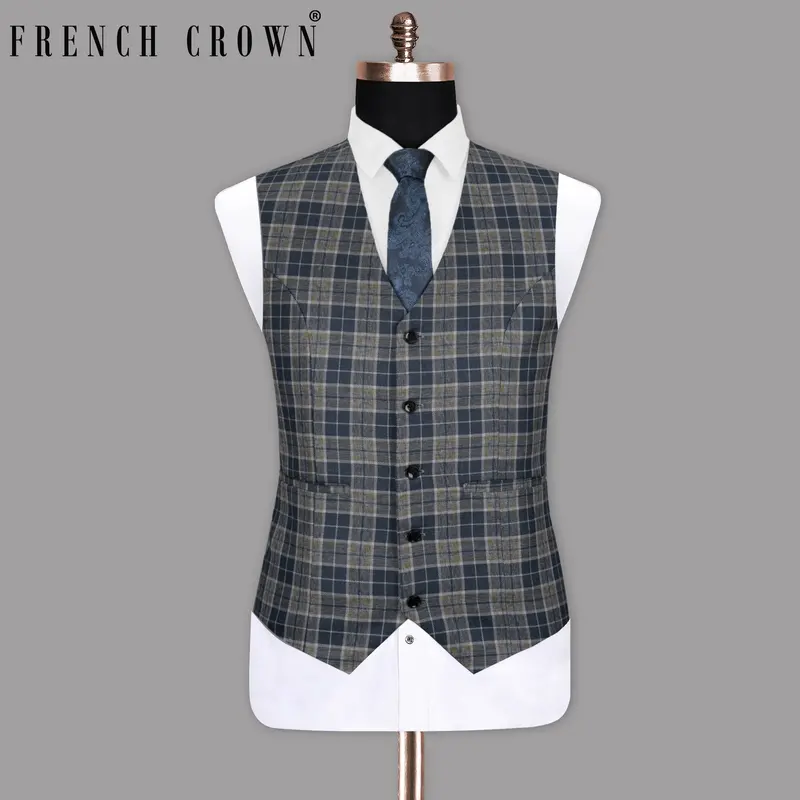Pine Cone Brown Multi-Color Twill Waistcoat 1