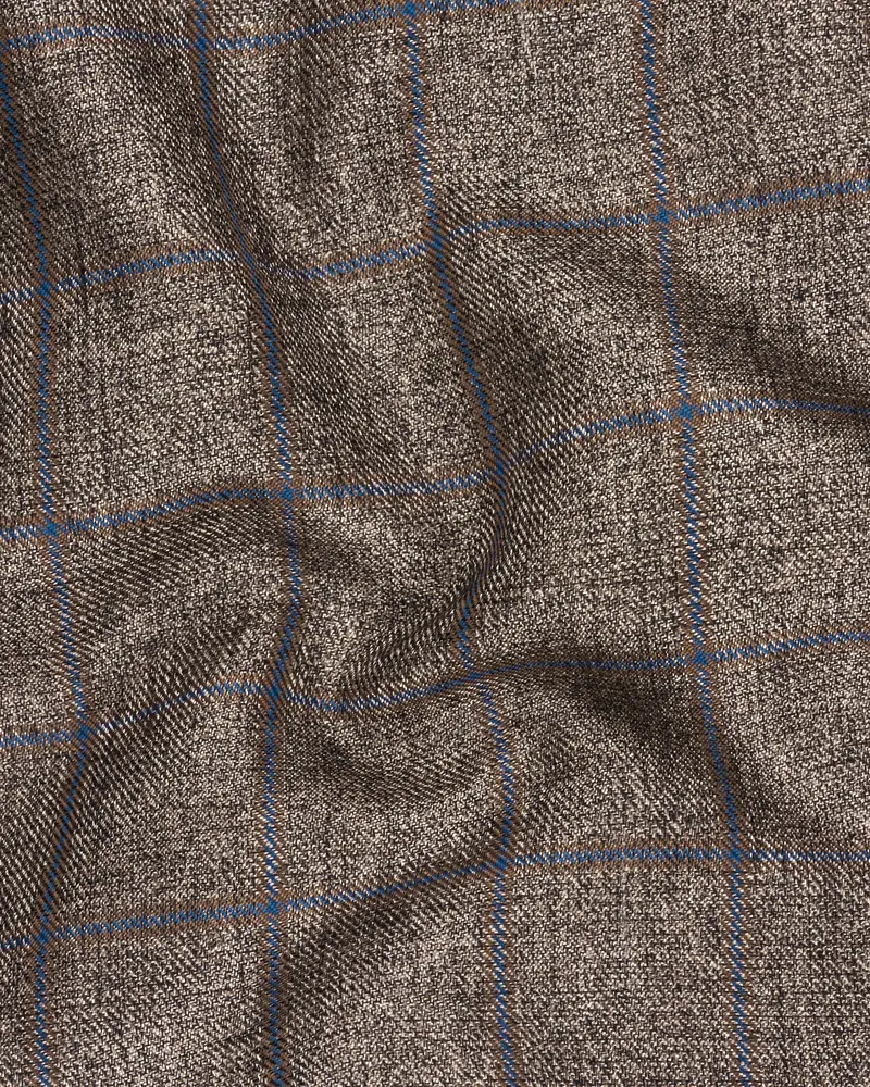 Pine Cone Brown Plaid Nehru Jacket 3