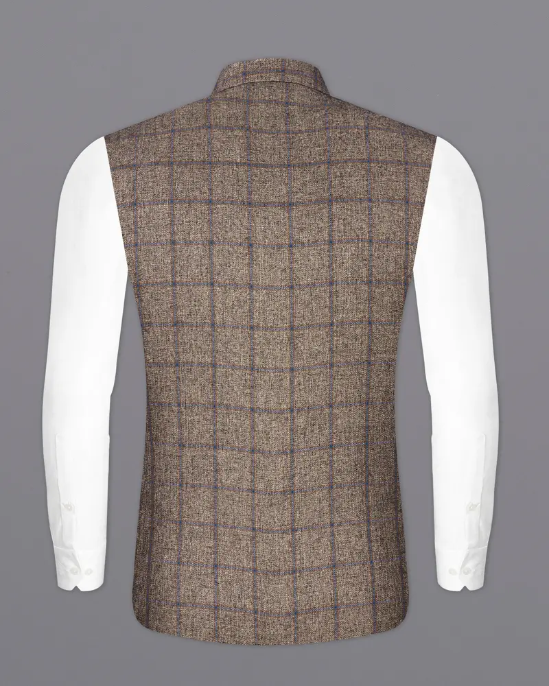 Pine Cone Brown Plaid Nehru Jacket 6