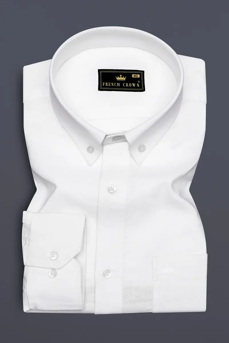 Pinfleur-Bright White And Camelot Pink Striped Oxford Premium Cotton Casual Shirt 5