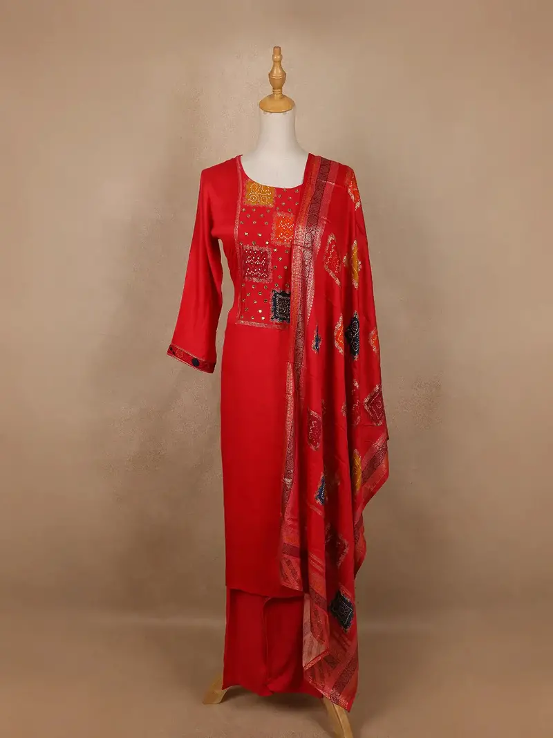 Pink Abstract Designed Cotton Salwar Suit 1