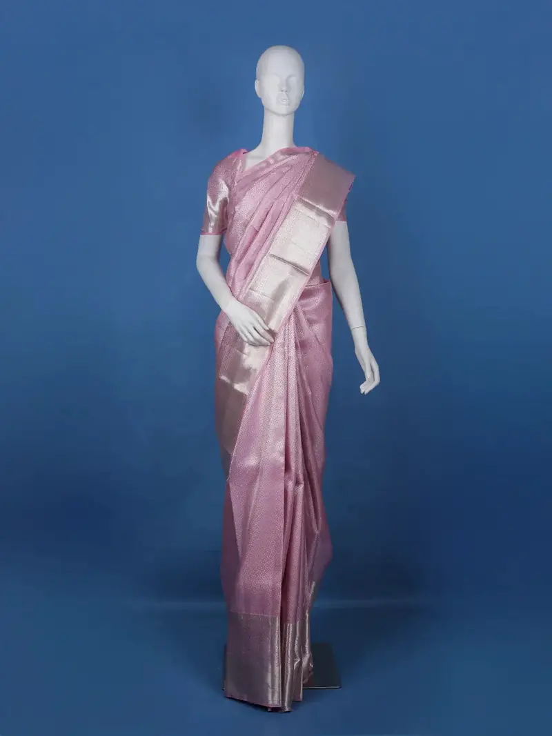 Pink Abstract Woven Pure Kanchipuram Silk Saree 1