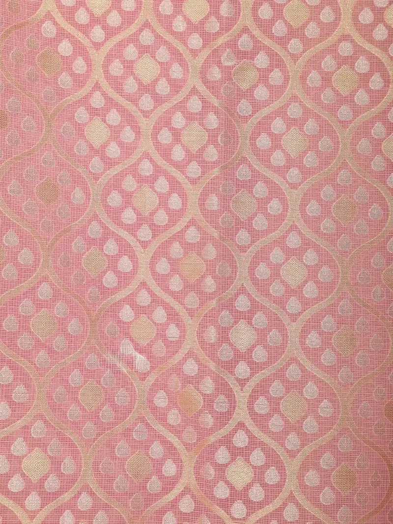 Pink Art Silk Saree With Geometric Design On The Body With Paisley Design Border 2
