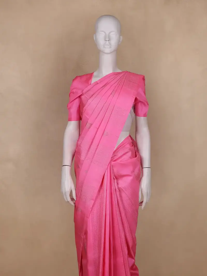 Pink Butta Design Pure Kanchipuram Silk Saree 2