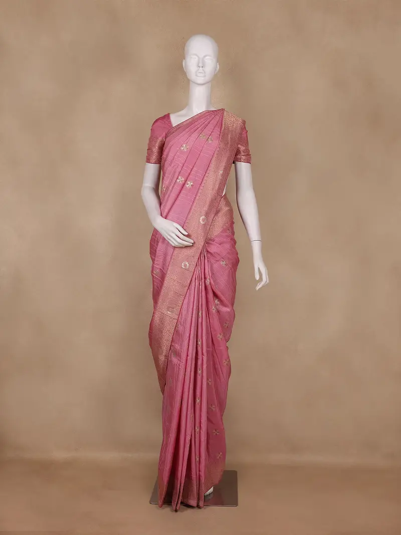 Pink Butta Woven Design Banarasi Silk Saree 1