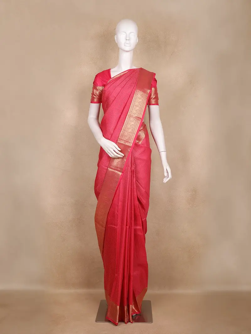 Pink Butta Woven Design Kanchipuram Silk Saree 1