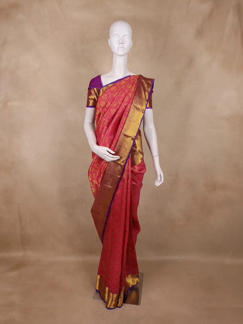 Pink Butta Woven Design Kanchipuram Silk Saree 1
