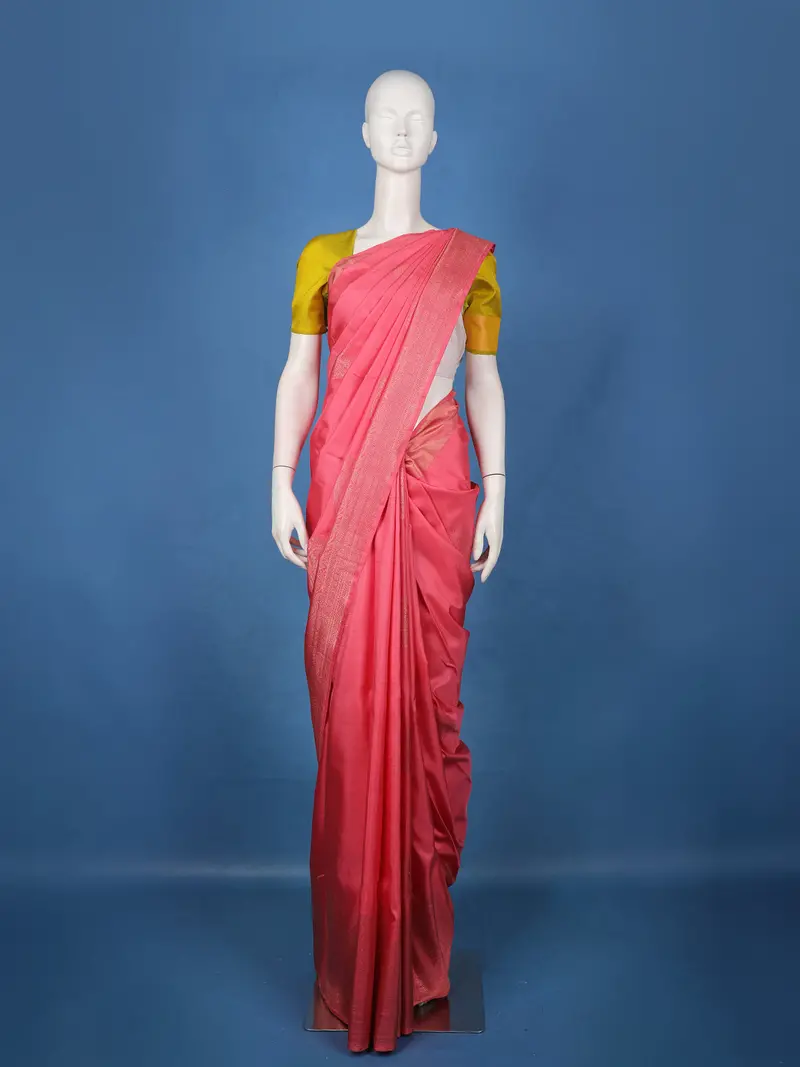 Pink Butta Woven Design Pure Kanchipuram Silk Saree 1