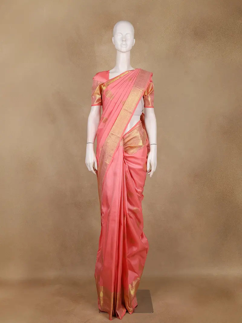 Pink Butta Woven Design Pure Kanchipuram Silk Saree 1