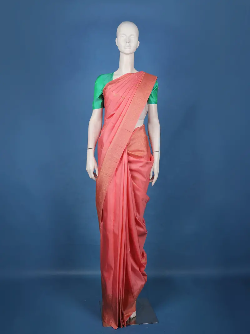 Pink Butta Woven Design Pure Kanchipuram Silk Saree 1