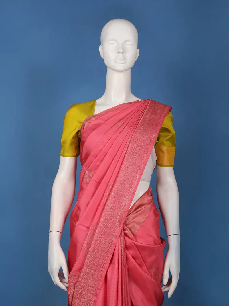 Pink Butta Woven Design Pure Kanchipuram Silk Saree 2