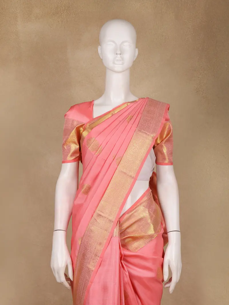 Pink Butta Woven Design Pure Kanchipuram Silk Saree 2