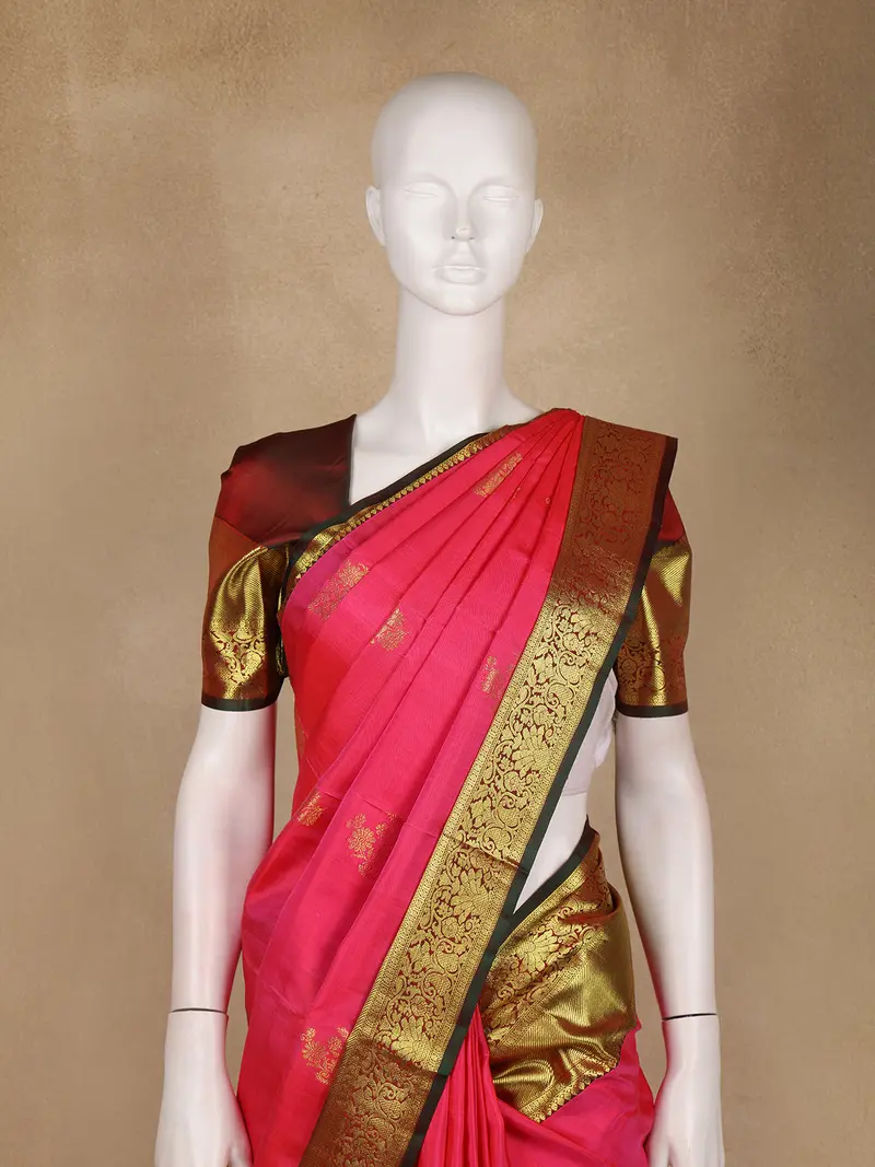 Pink Butta Woven Design Pure Kanchipuram Silk Saree 2