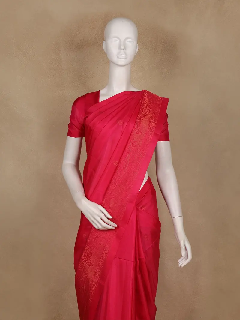 Pink Butta Woven Soft Silk Saree With Matching Zari Border 2