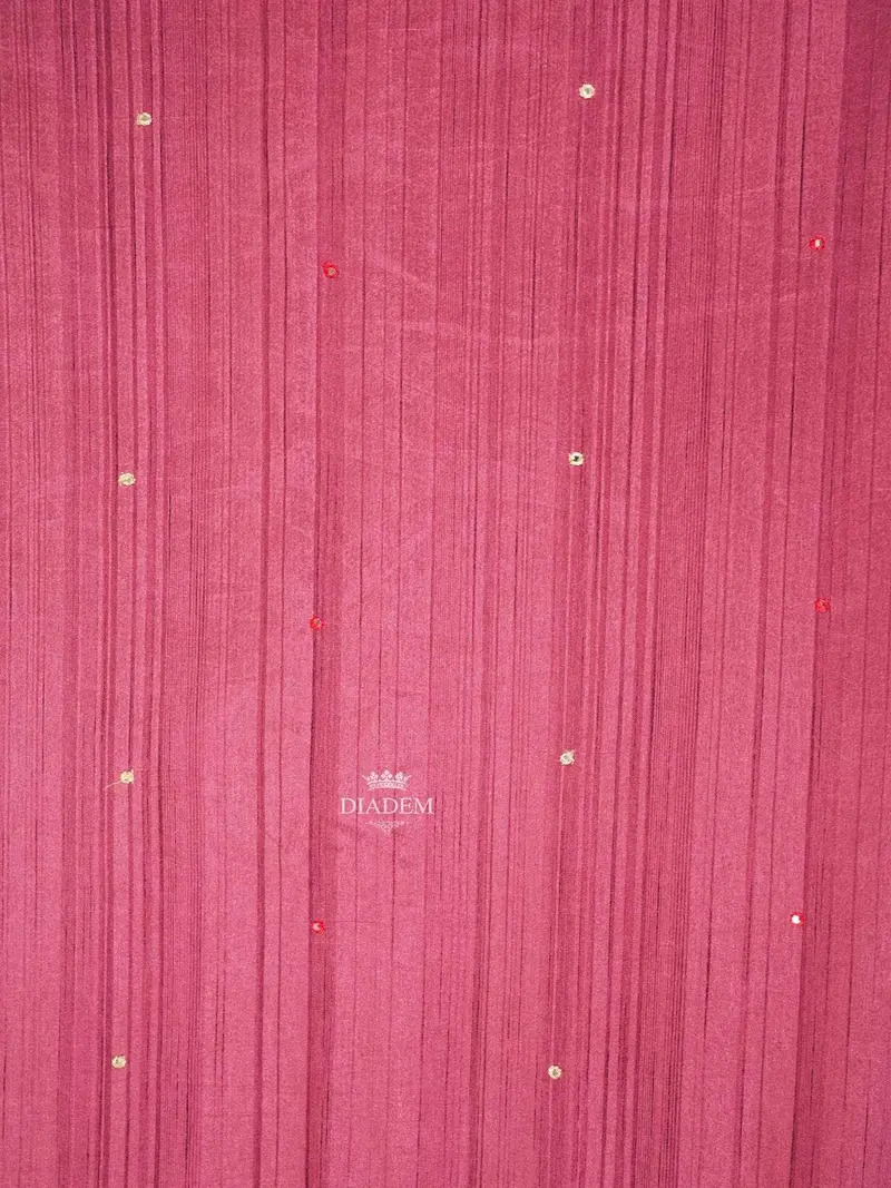 Pink Cotton Saree With Mirror Embroidery Work Designs On The Body With Designed Border 2
