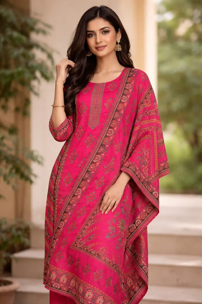 Pink Diamond Designed Cotton Salwar Suit 1