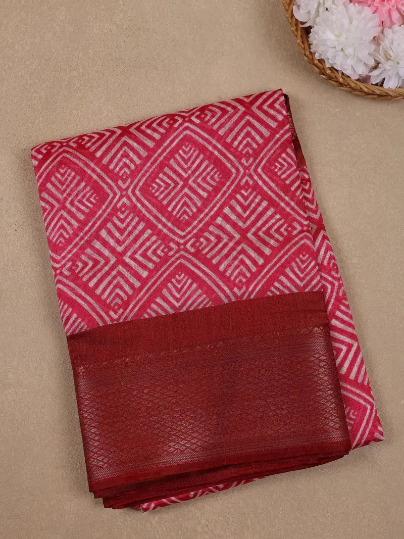 Pink Diamond Prints Fancy Georgette Saree 1