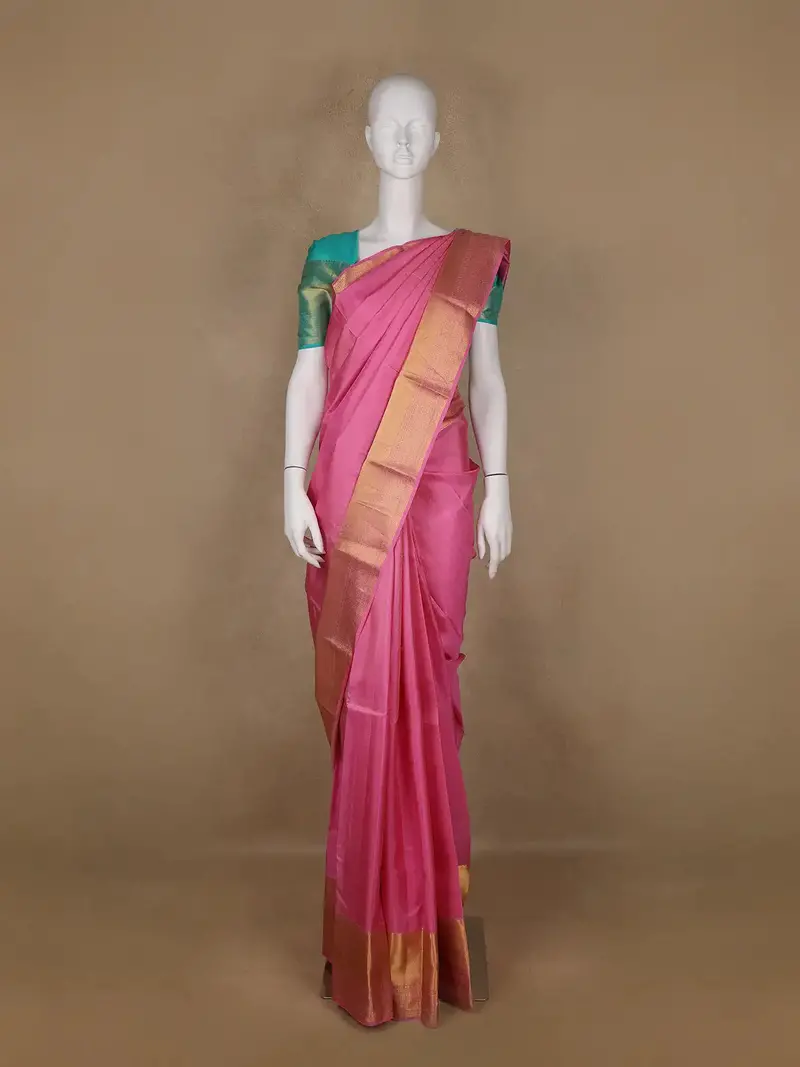 Pink Dotted Zari Weave Pure Kanchipuram Silk Saree 1