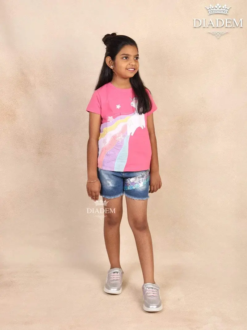Pink Fancy Cotton Unicorn T Shirt 1