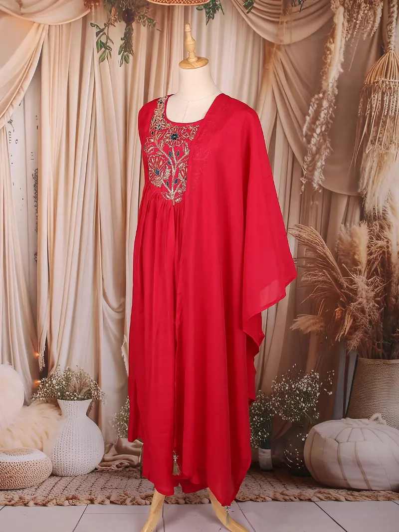Pink Floral Beads Embroidered Cotton Salwar With Dupatta 3