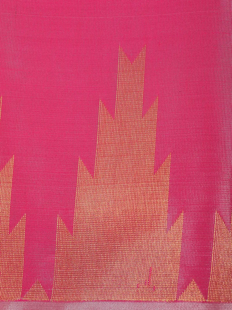 Pink Floral Butta Zari Woven Design Tissue Designer Saree With Temple Border 2