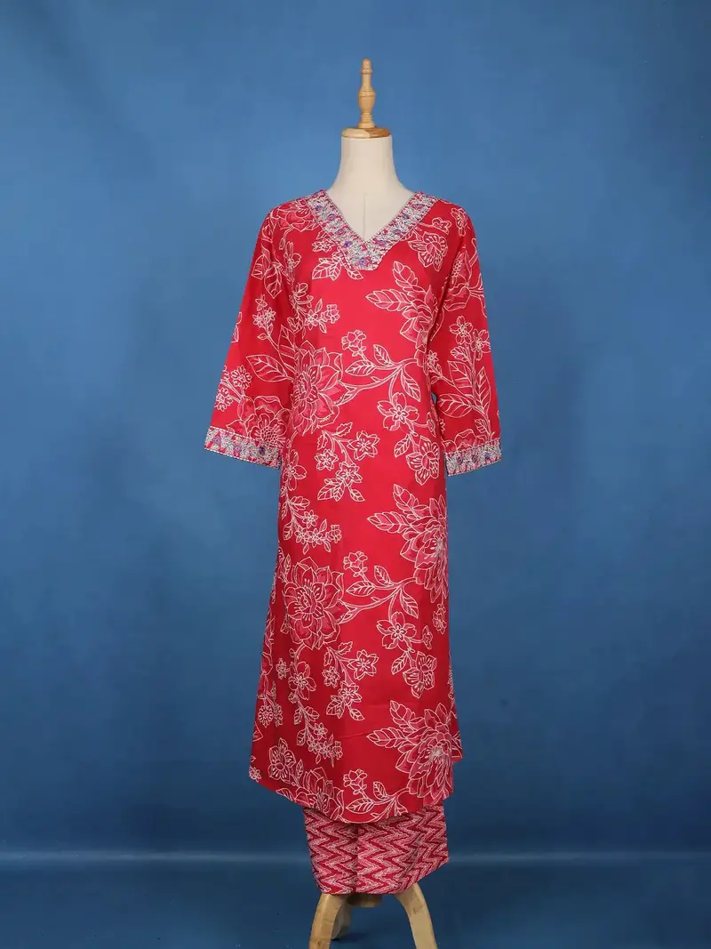 Pink Floral Design Cotton Salwar Suit 1