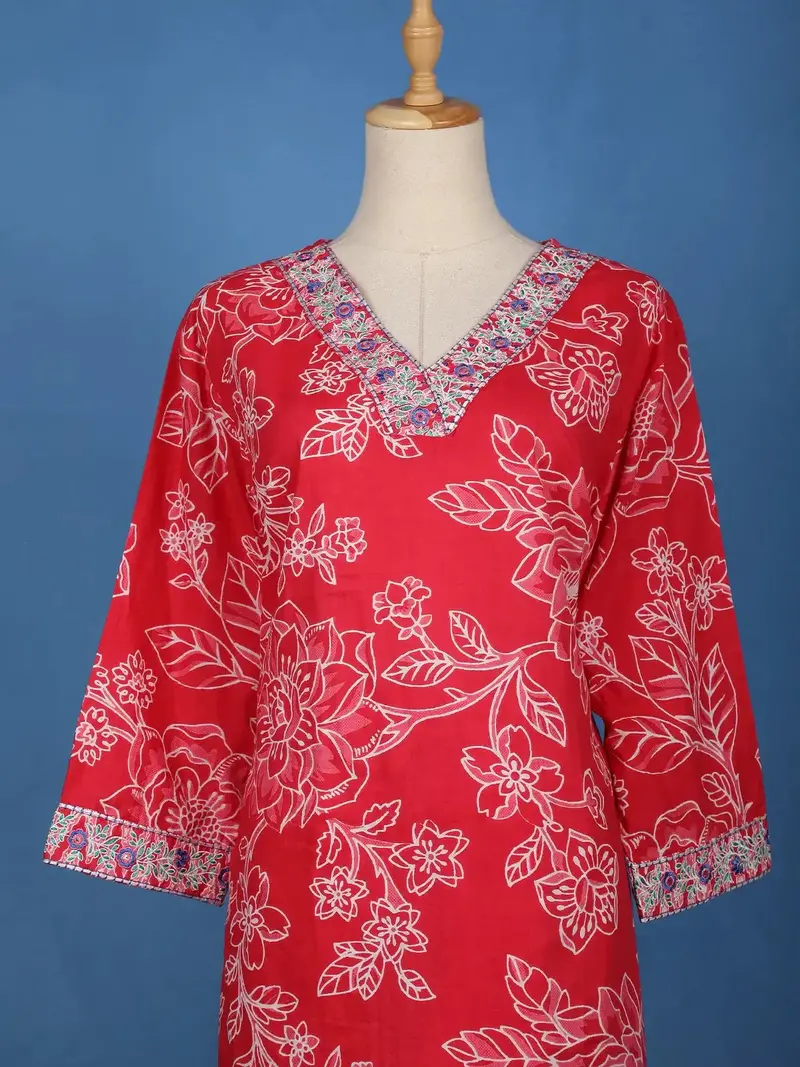 Pink Floral Design Cotton Salwar Suit 2