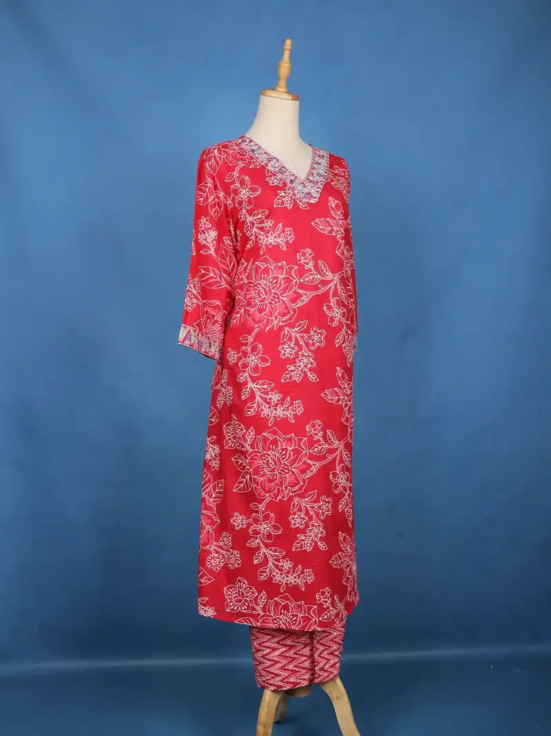 Pink Floral Design Cotton Salwar Suit 4