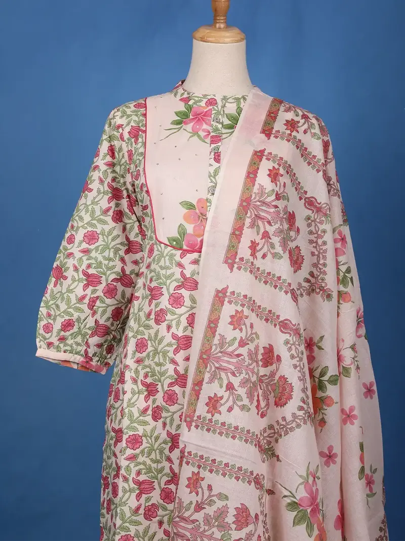 Pink Floral Design Printed Cotton Salwar Suit 2