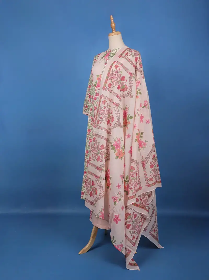 Pink Floral Design Printed Cotton Salwar Suit 4