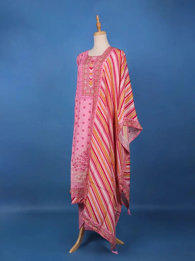 Pink Floral Design Printed Cotton Salwar Suit 4