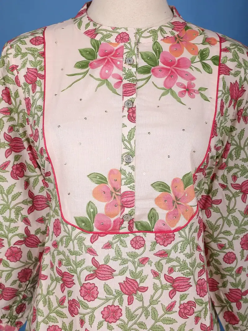 Pink Floral Design Printed Cotton Salwar Suit 5