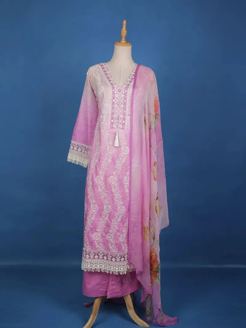 Pink Floral Designed Cotton Salwar Suit 1