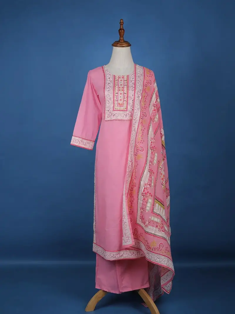 Pink Floral Designed Cotton Salwar Suit 1