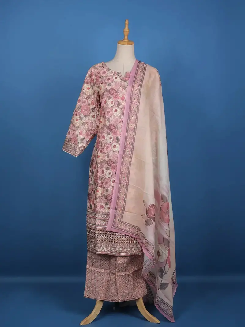 Pink Floral Designed Cotton Salwar Suit 1