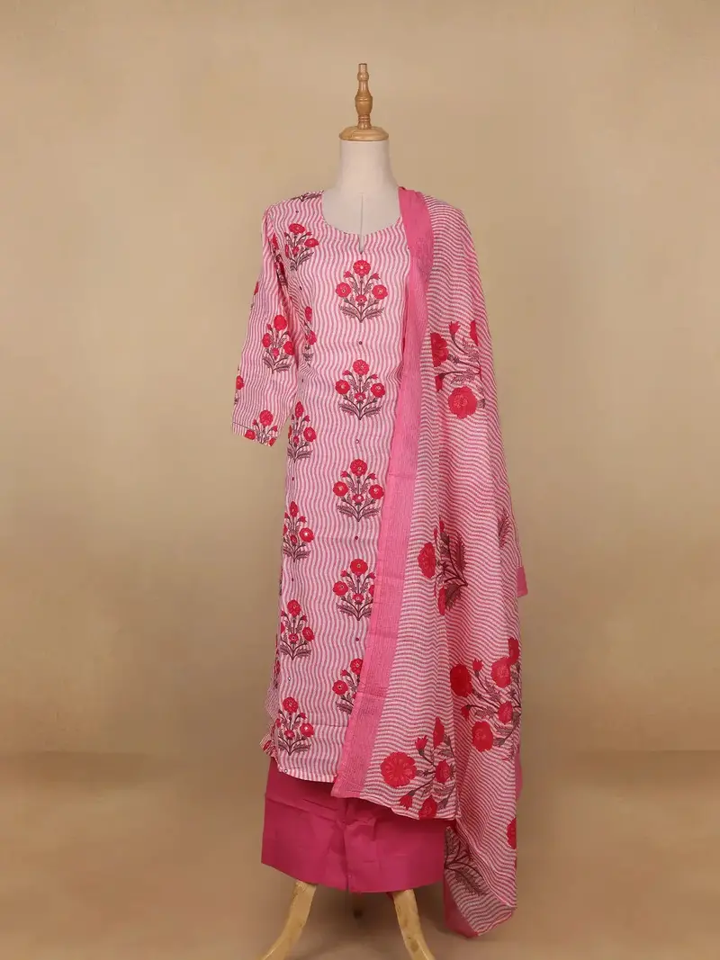 Pink Floral Designed Cotton Salwar Suit 1