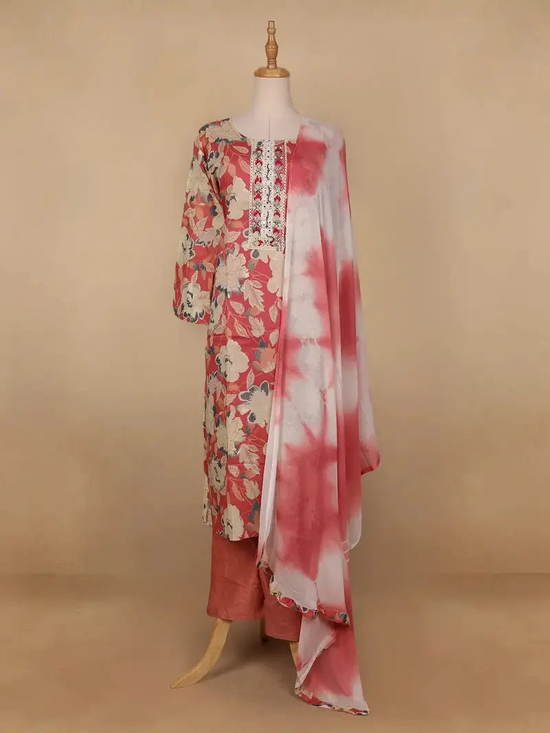 Pink Floral Designed Cotton Salwar Suit 1