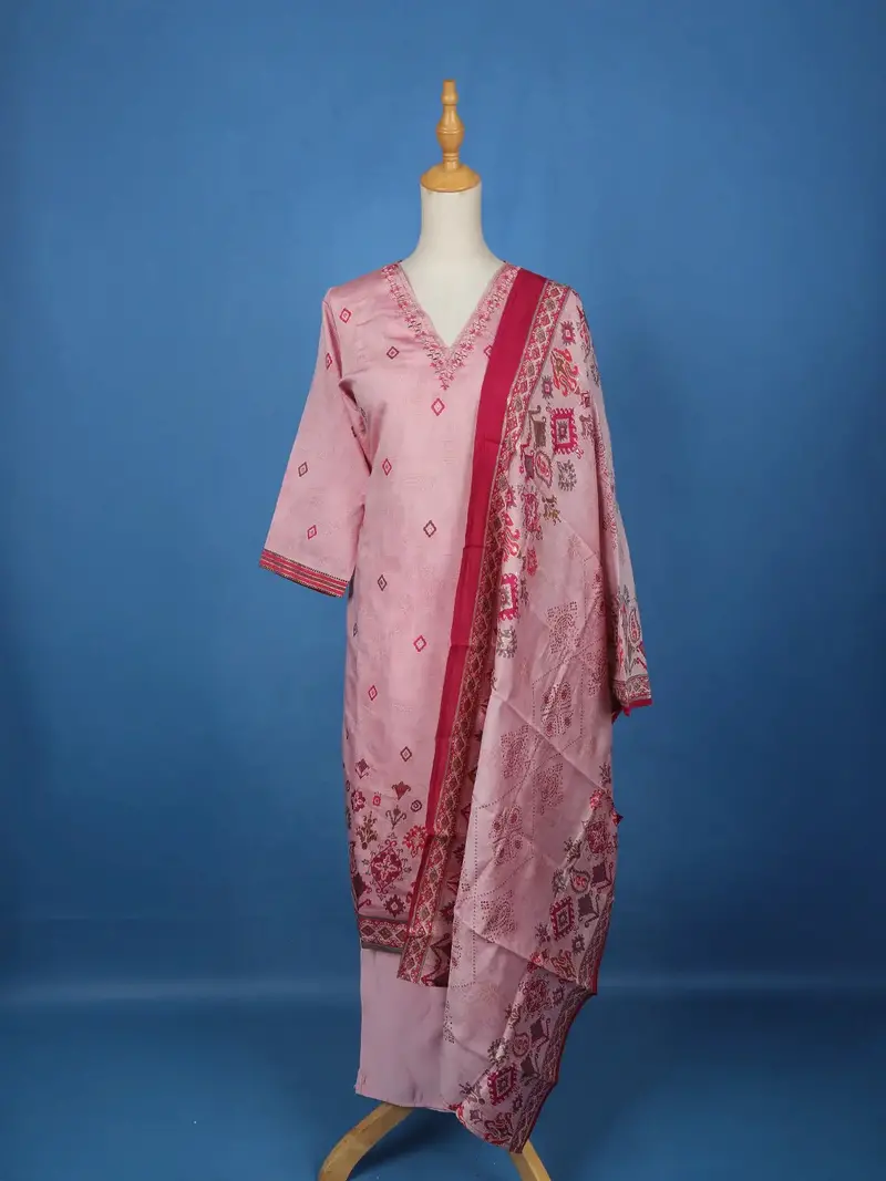 Pink Floral Designed Cotton Salwar Suit 1