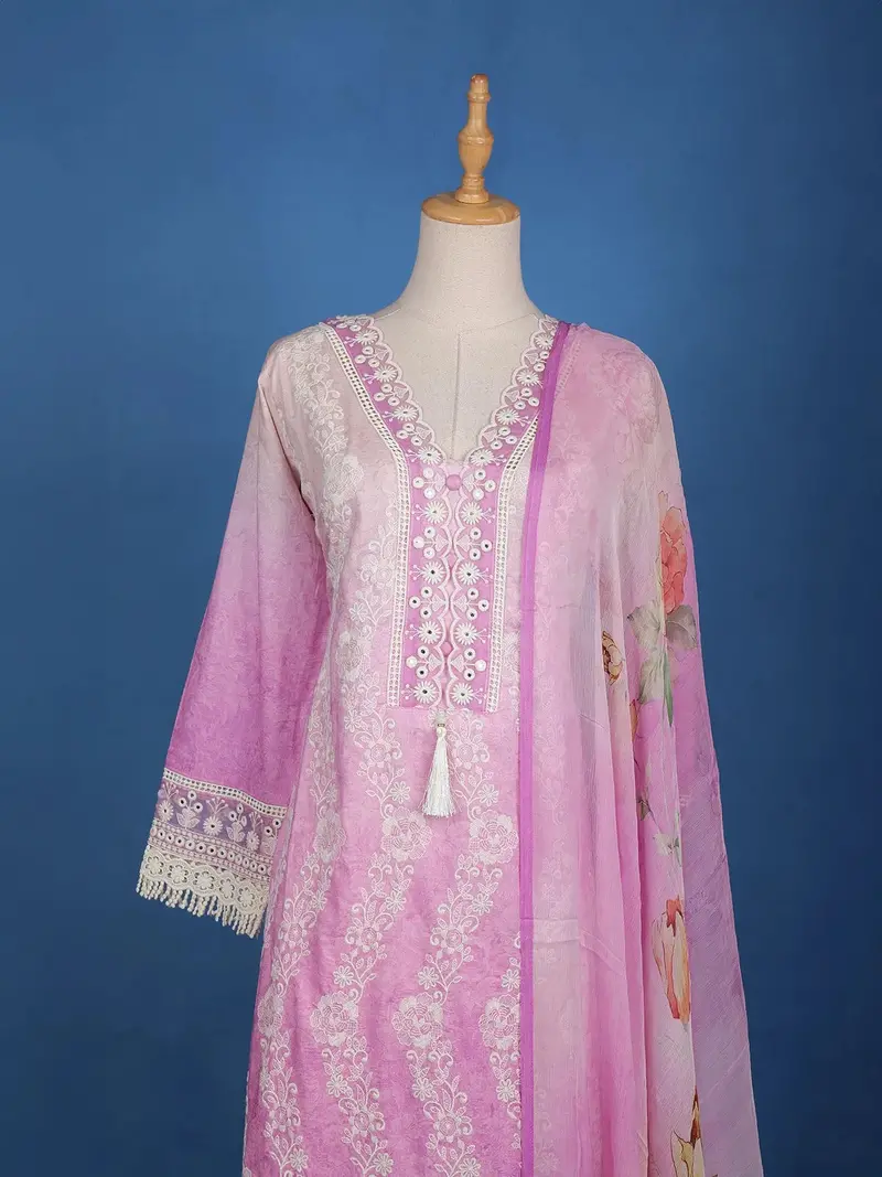 Pink Floral Designed Cotton Salwar Suit 2