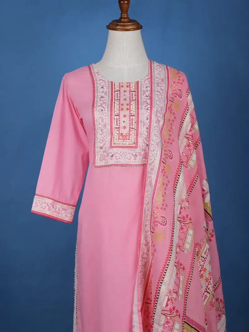 Pink Floral Designed Cotton Salwar Suit 2
