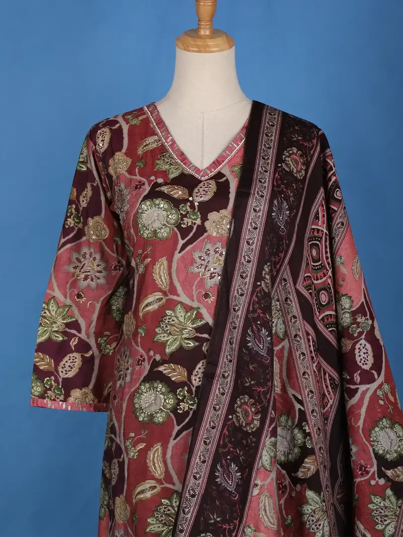 Pink Floral Designed Cotton Salwar Suit 2