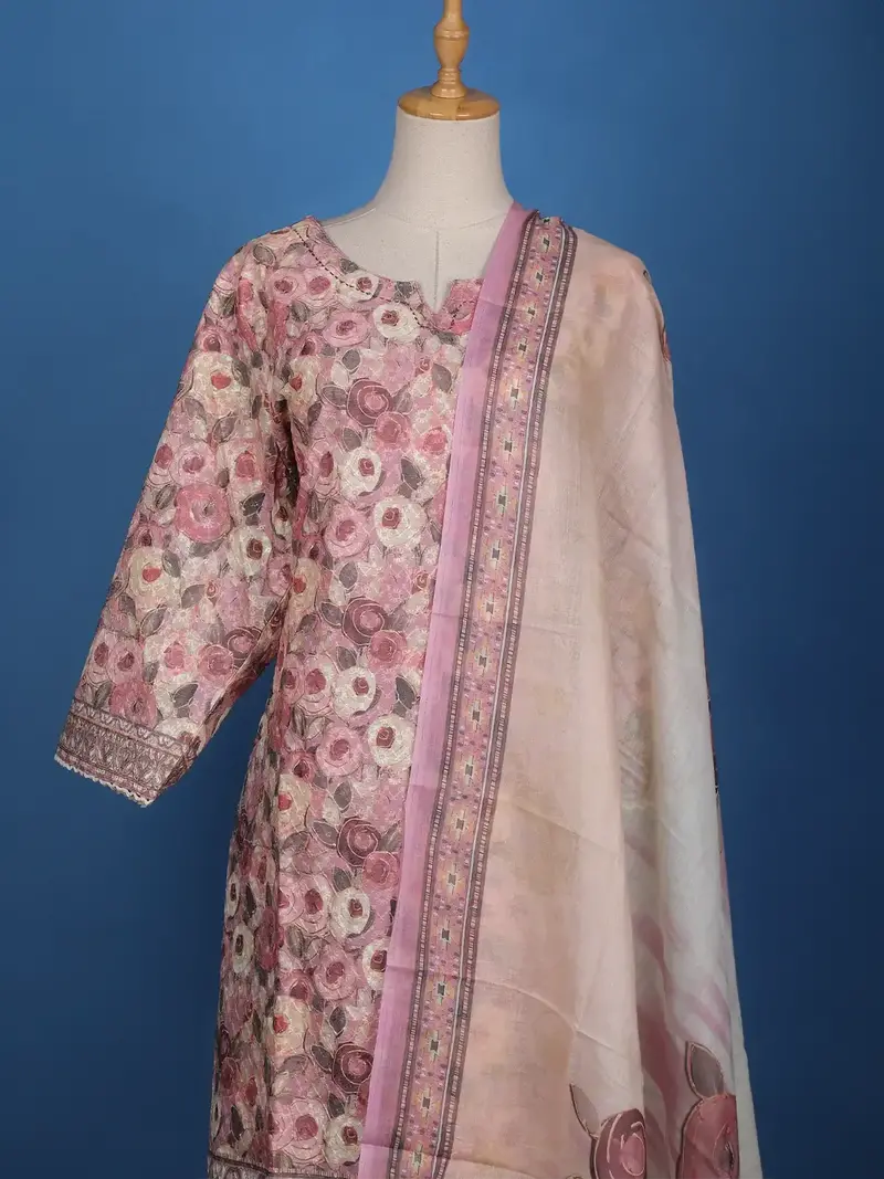 Pink Floral Designed Cotton Salwar Suit 2