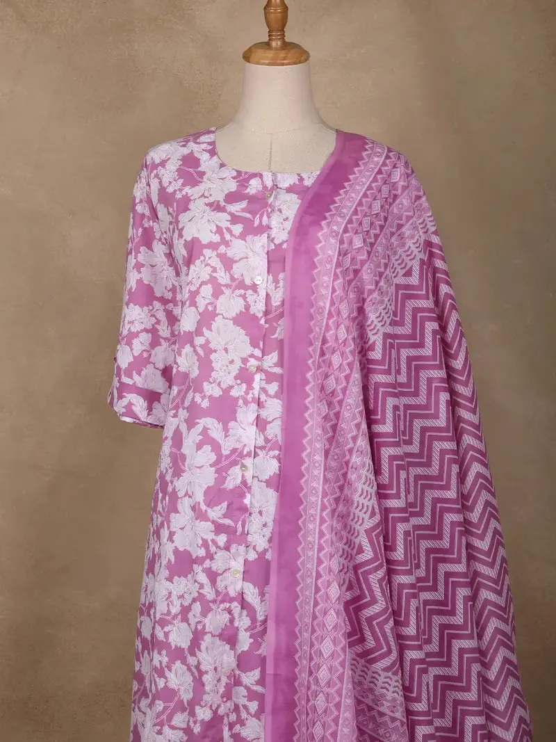 Pink Floral Designed Cotton Salwar Suit 2