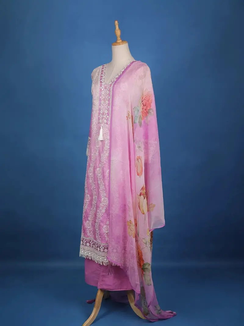 Pink Floral Designed Cotton Salwar Suit 3