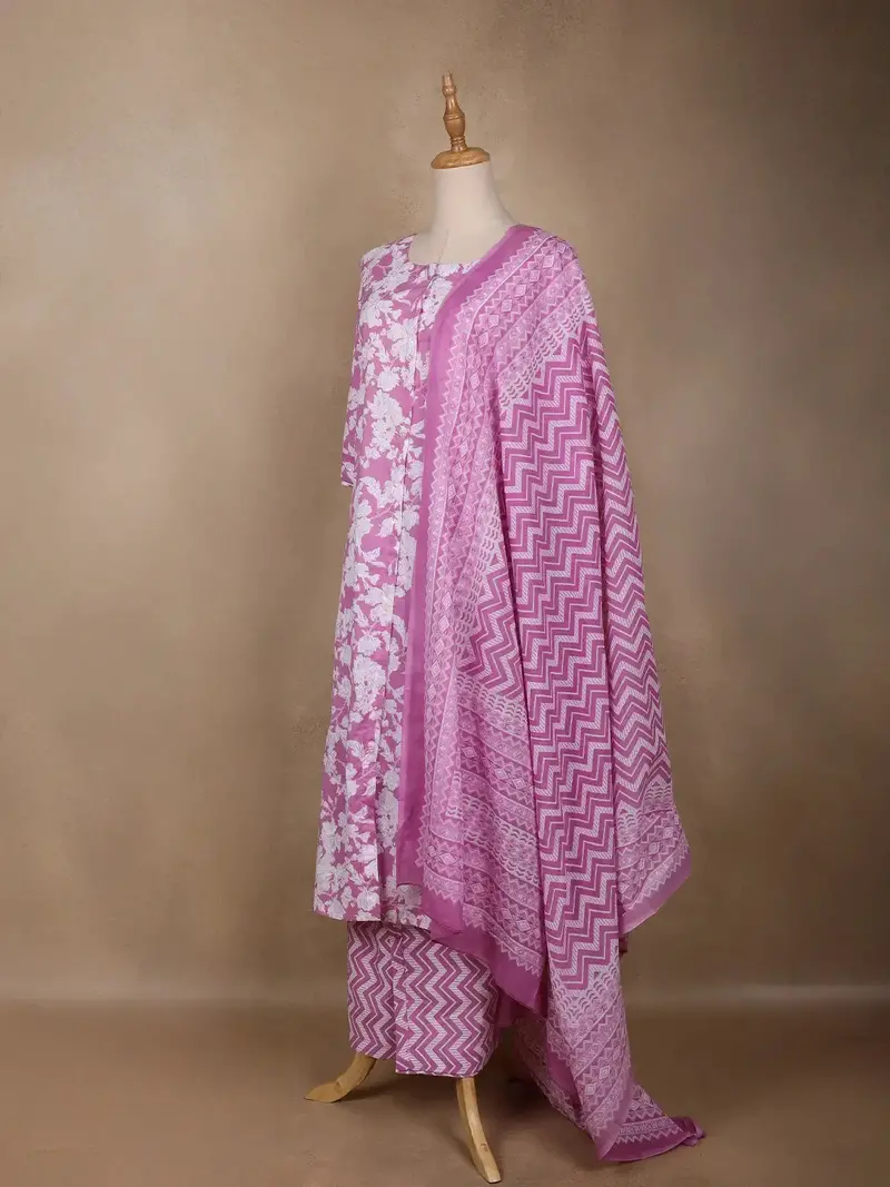 Pink Floral Designed Cotton Salwar Suit 4